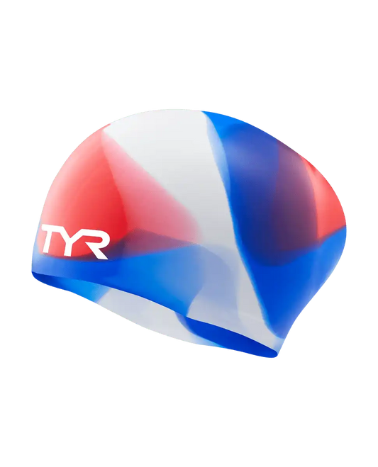 Youth Long Hair Silicone Swim Cap -Tie Dye